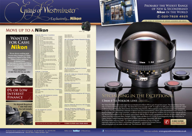 13mm f/5.6 Nikkor lens Advert for AP Magazine