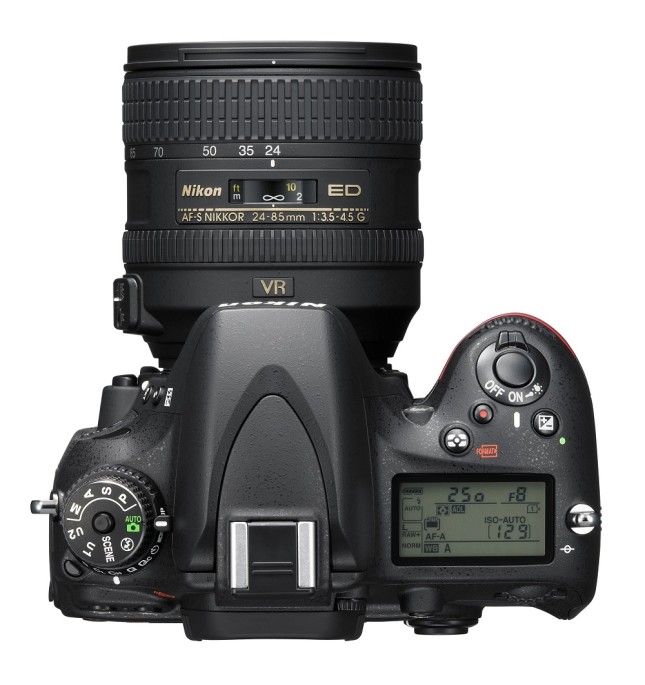 The Nikon D610, top view